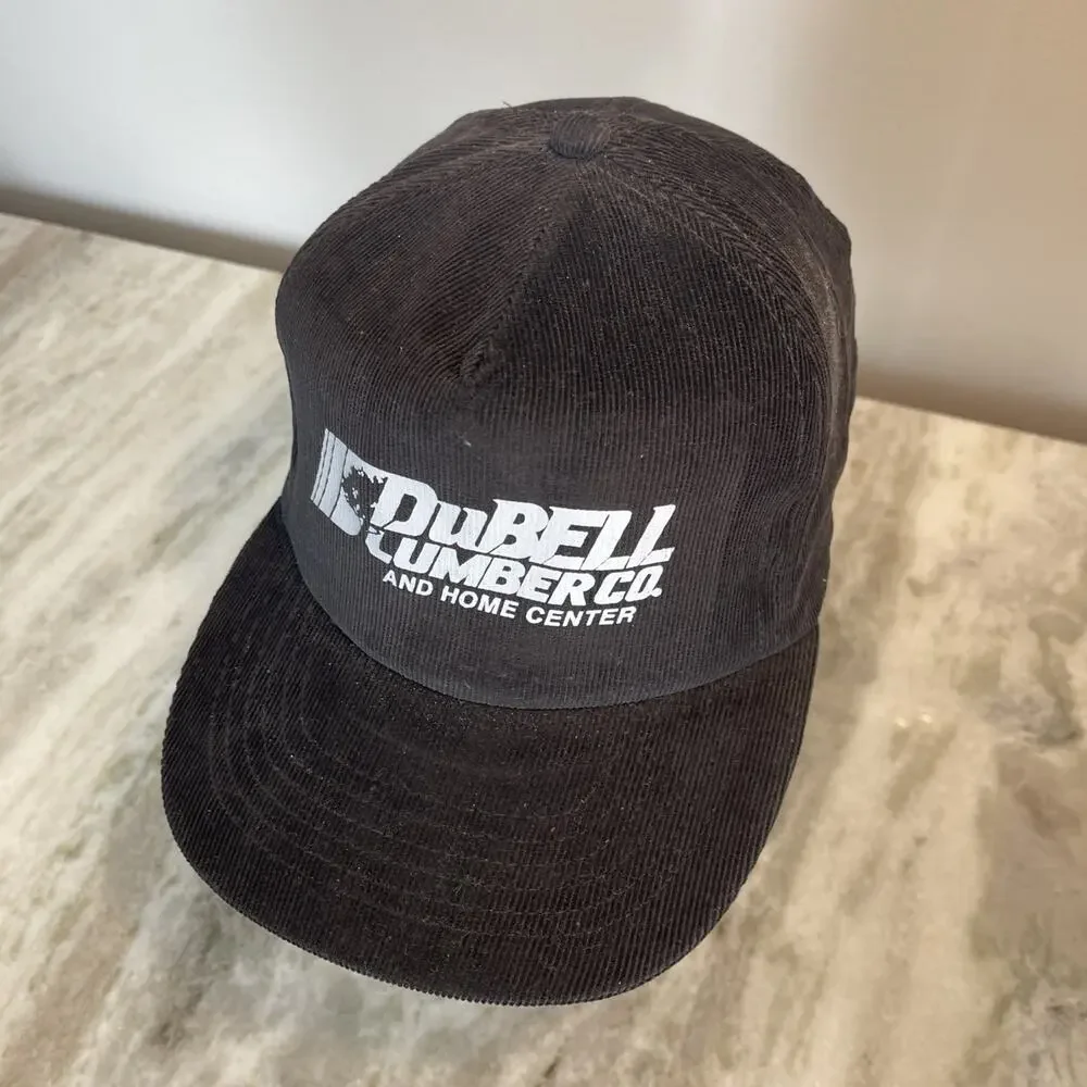 Vintage Black Dubell Lumber Corduroy One Size Adult Strapback Trucker Hat 5